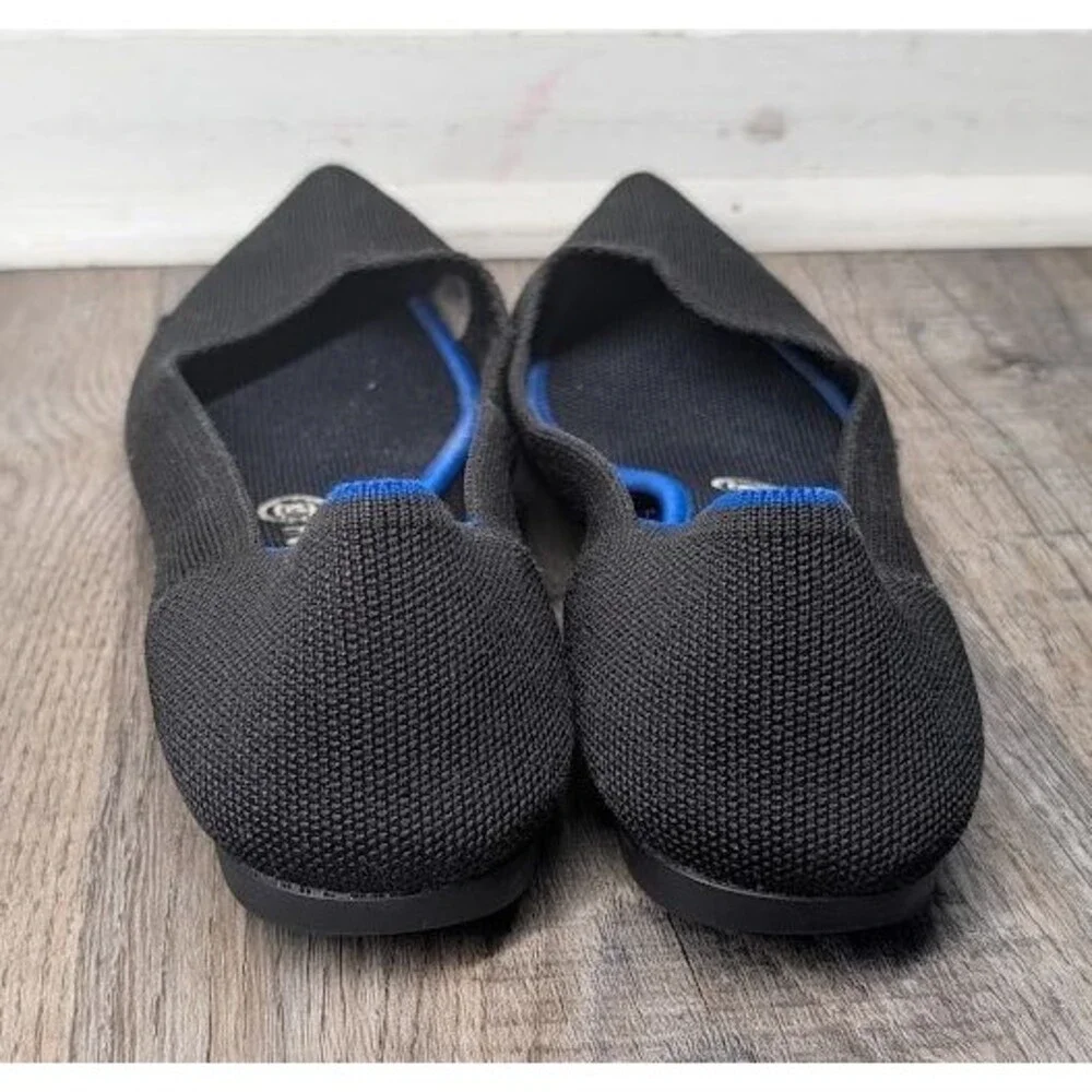 ROTHY'S The Point Black Knit Fabric Ballet Flats Pointy Toe Women's Size 9